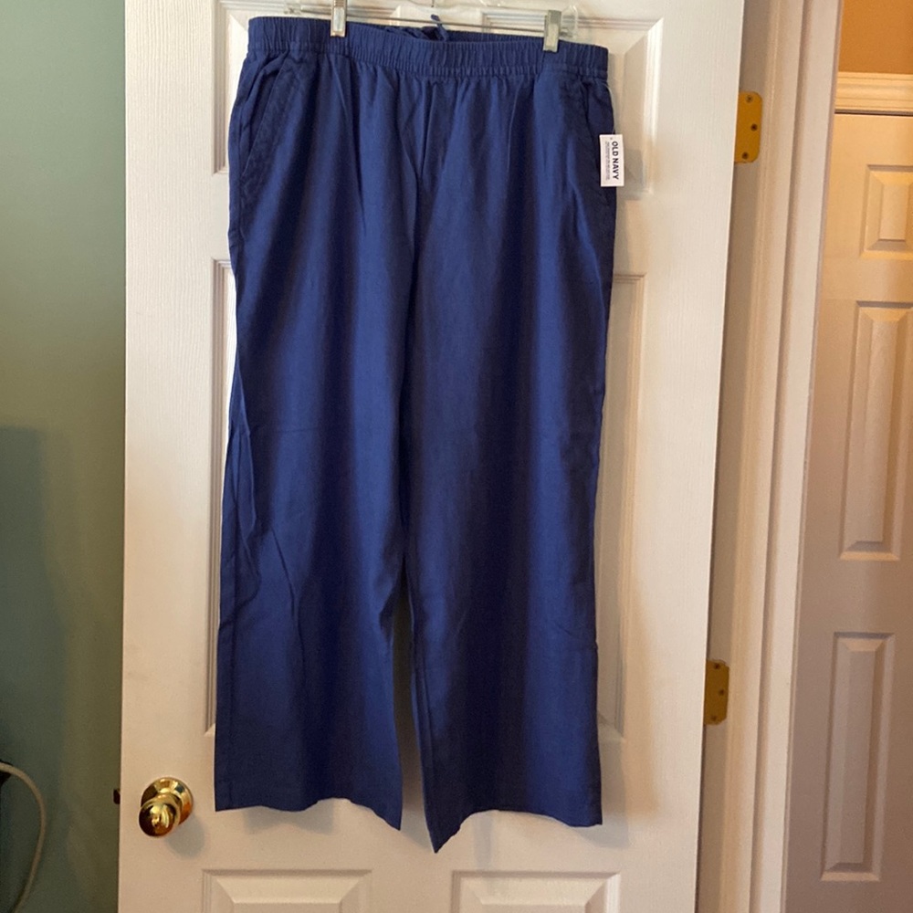 Old Navy linen blend wide leg pants, chambray color, nwt